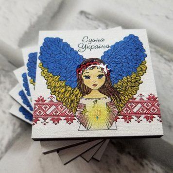 Магнит на холодильник "Єдина Україна" 6х6см 1630352582 фото