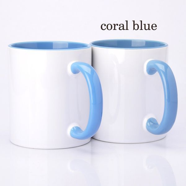 Кружка для сублимации цветная внутри и ручка 330 мл (coral blue) 2544236943 фото